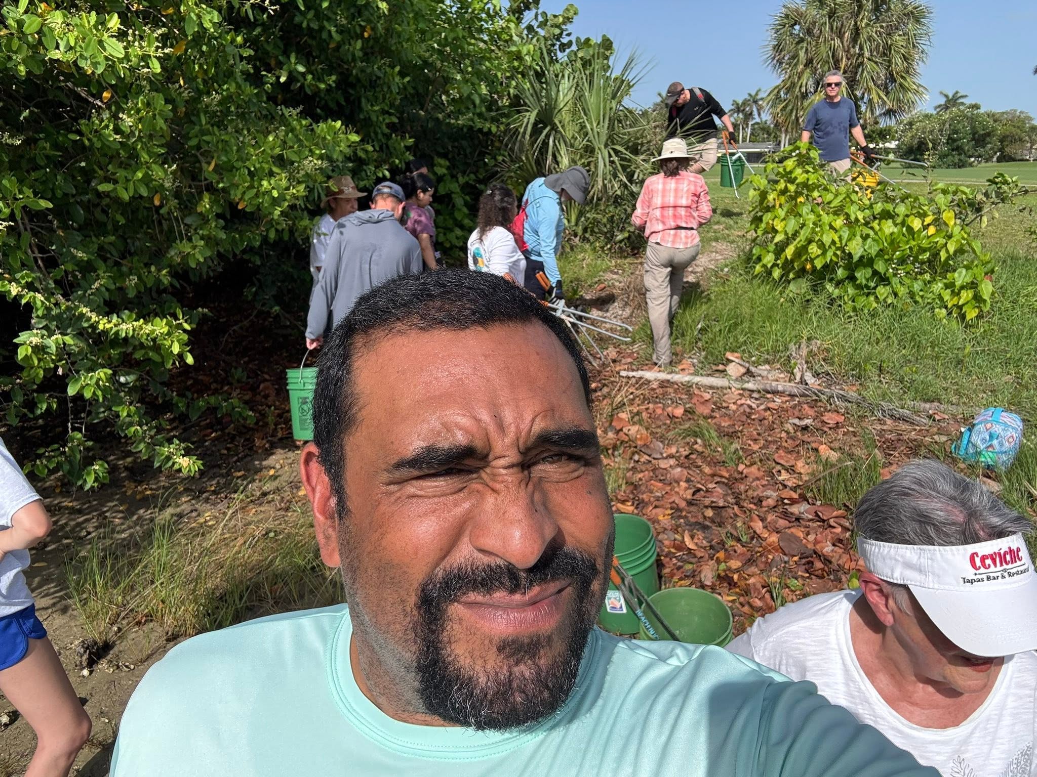 Volunteers cleaning the beach
